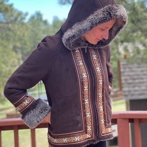 Coldwater Creek Woman's Small Faux Fur Hooded Coat